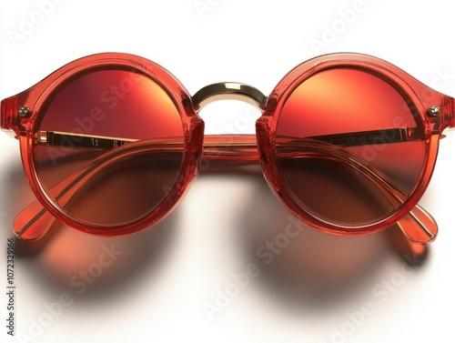 Stylish round sunglasses with red tinted lenses photo