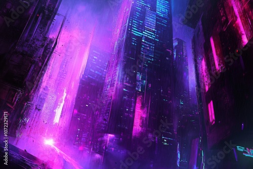 Intense Light in a Futuristic Skyscraper Scene