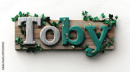 Emerald Name Toby with Ivy Vine Accents
