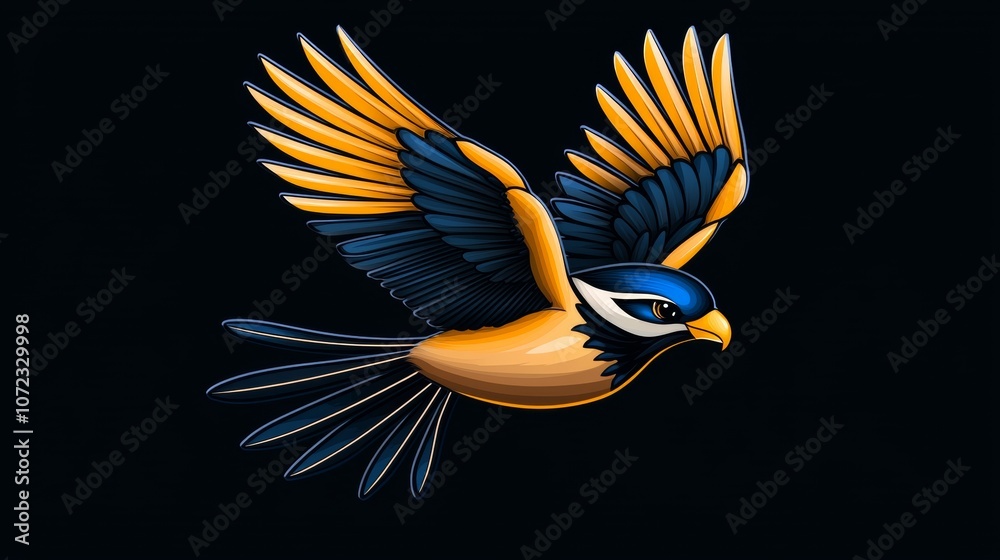 Naklejka premium Colorful Bird in Flight with Striking Features