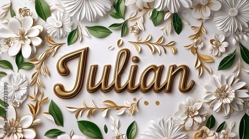 Elegant 3D Floral Design with Name Julian