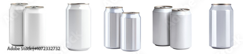 Wallpaper Mural 330 or 350 ml aluminum beverage drink soda can mockup set collection on transparent cutout background, PNG file. Mockup clipart template Torontodigital.ca