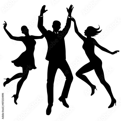 silhouettes of dancing people vector illustrations black vector