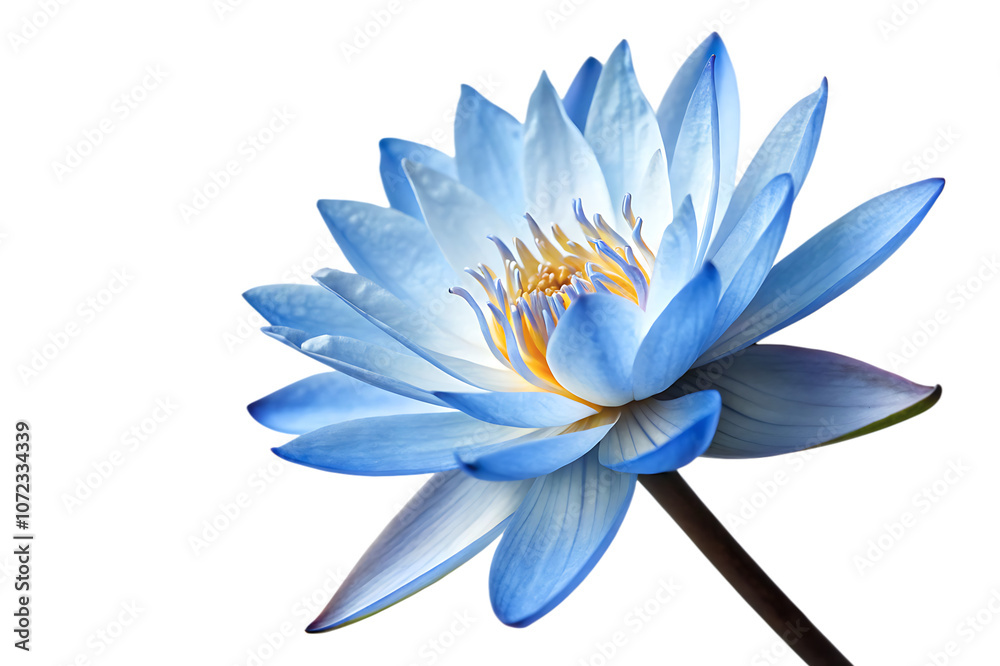 Fototapeta premium Blue lotus flower isolated on white background as transparent. PNG. AI GENERATED.