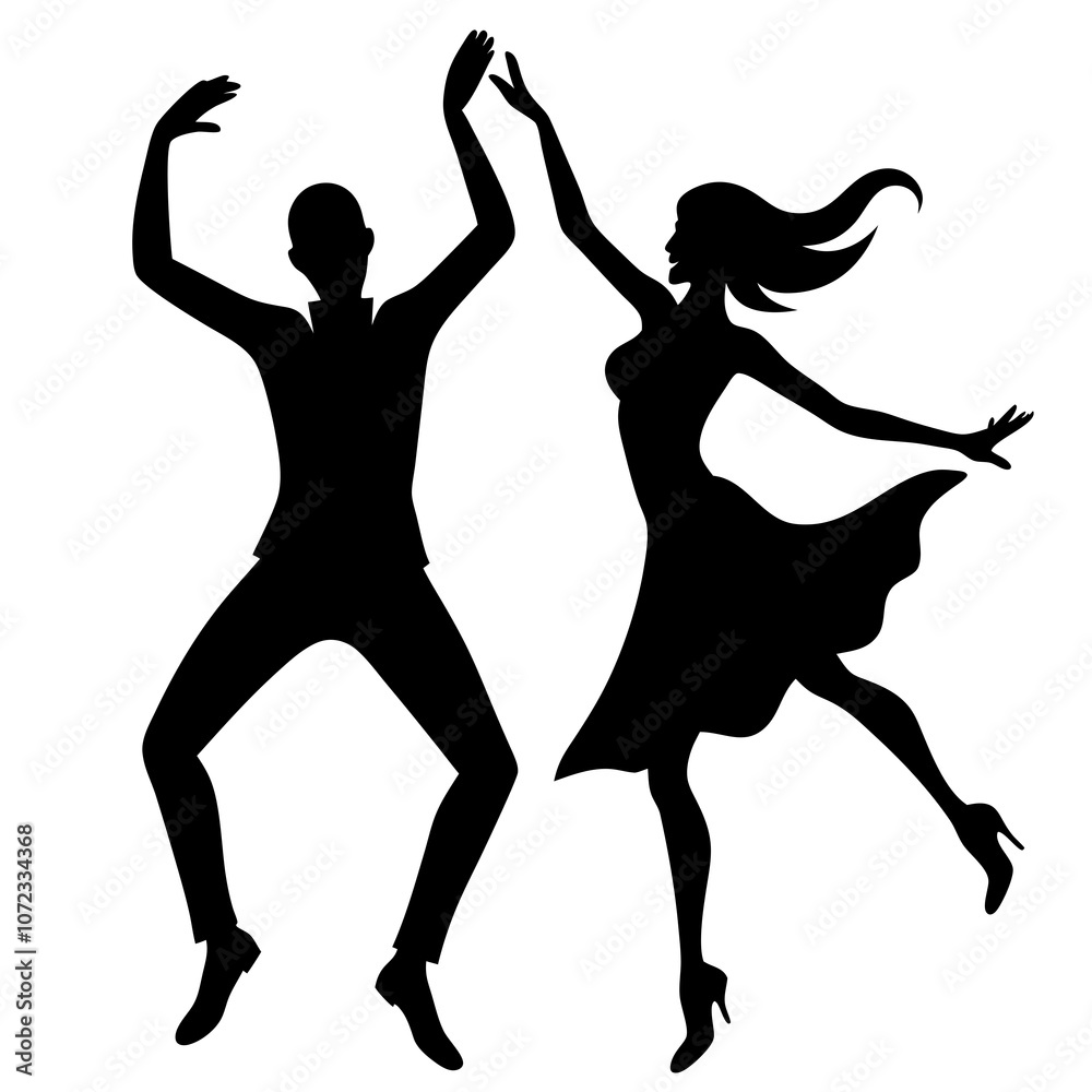 silhouettes of dancing people vector illustrations black vector silhouettes of dancing people vector illustrations black vector