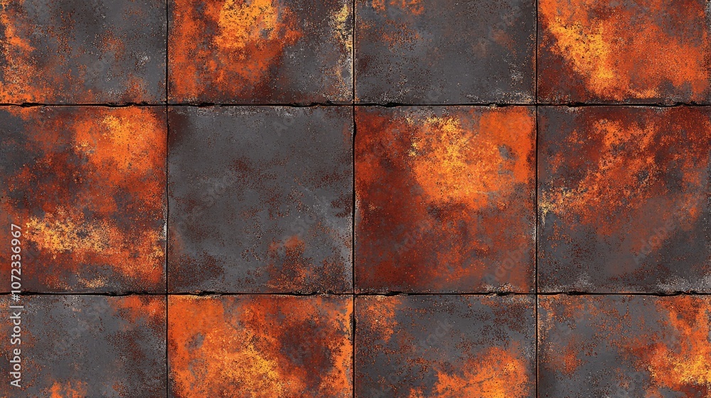 Rusted Metal Panels with Cracked Paint and Orange Stains Rusted Metal Panels with Cracked Paint and Orange Stains