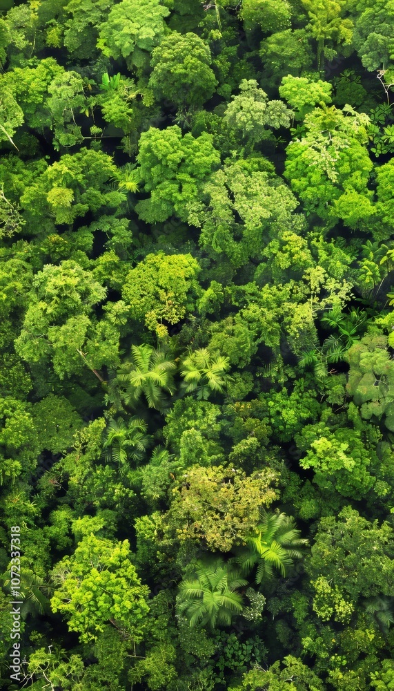 Naklejka premium Aerial view of lush forest illustrating nature s role in carbon capture and sustainability efforts