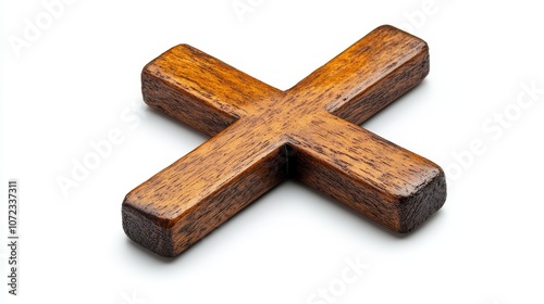 wooden christian cross isolated on white or transparent png photo