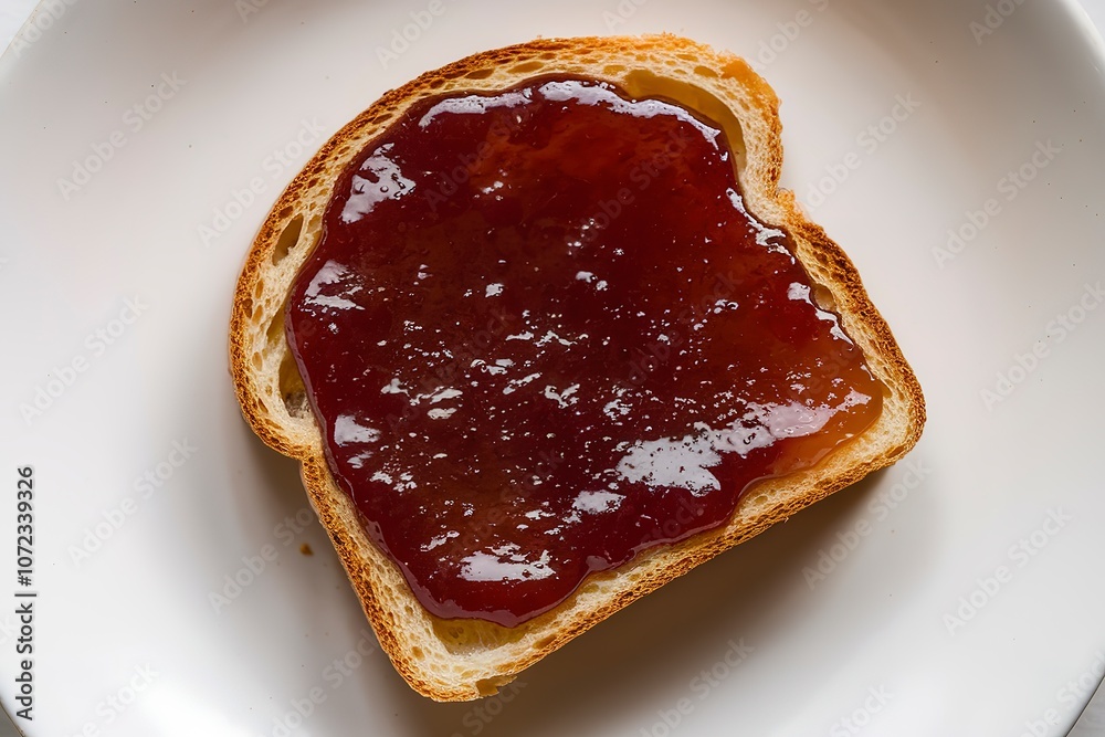 a slice of bread spread with jam on a white background a slice of bread spread with jam on a white background