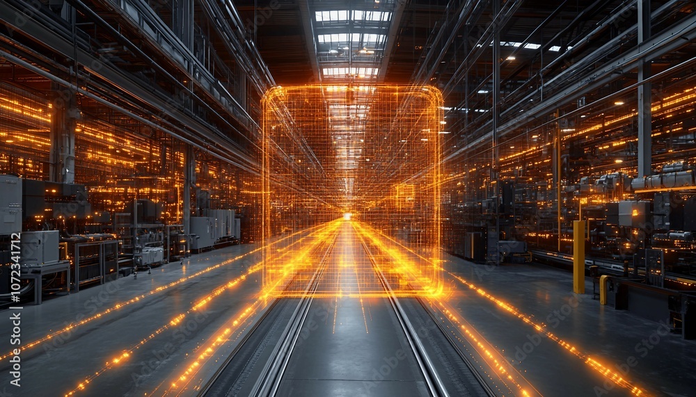 Predictive Analytics-Driven Supply Chain, logistics center where big data and predictive analytics forecast demand, optimize routes, and minimize downtime. Predictive Analytics-Driven Supply Chain, logistics center where big data and predictive analytics forecast demand, optimize routes, and minimize downtime.