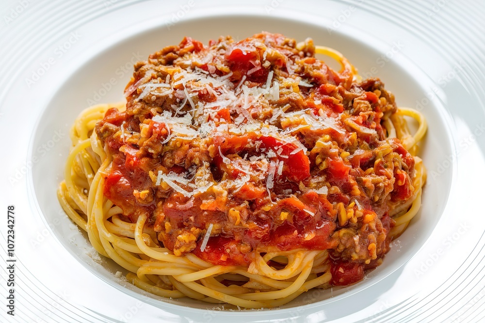 A photo of a plate of spaghetti pasta bolognese