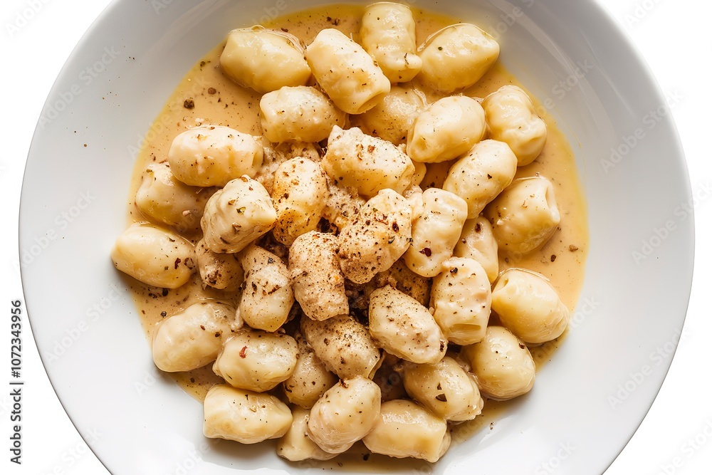 cooked gnocchi in a creamy butter sauce with pepper cooked gnocchi in a creamy butter sauce with pepper