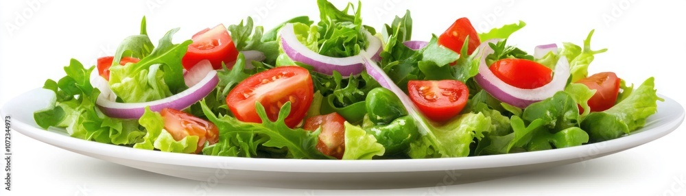 Fresh Salad with Tomatoes and Greens on a Plate Fresh Salad with Tomatoes and Greens on a Plate