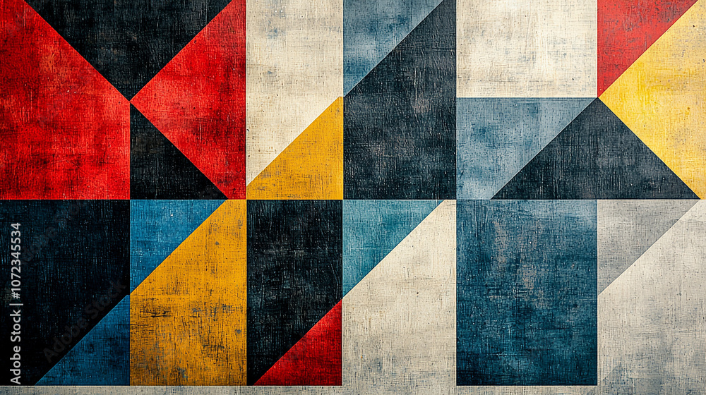 Fototapeta premium Vibrant Geometric Grid with Bold Primary Colors
