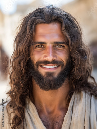 portrait de Jésus de Nazareth souriant.
 photo