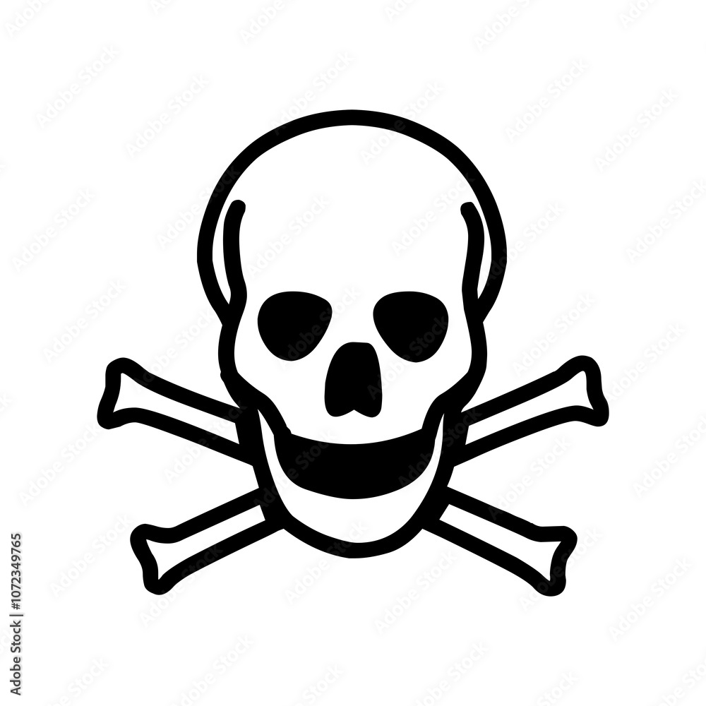 White skull and crossbones symbol icon