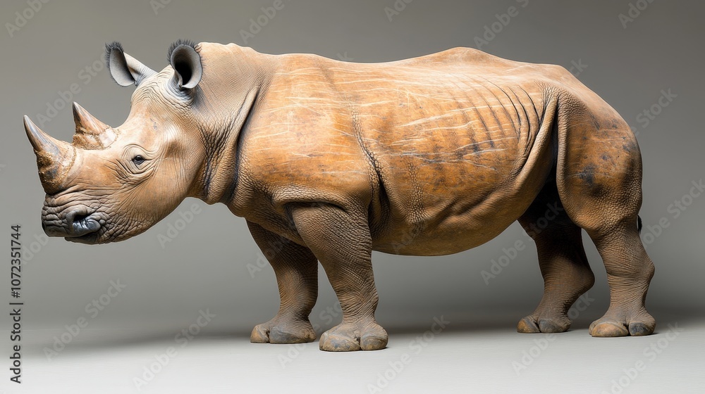Obraz premium Powerful rhinoceros standing in a studio setting
