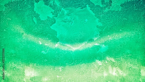 Digital engineering: Abstract background with bright green color palette. The surface is textured with cracks and crevices, The light fades, adding a sense of mystery and intrigue.