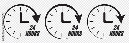 24 hour service icon. 24 hours icon. 24 hours order execution or delivery service icon. 24 hours icon flat style on a white background.