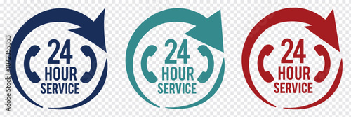 24 hour service icon. 24 hours icon. 24 hours order execution or delivery service icon. 24 hours icon flat style on a white background.