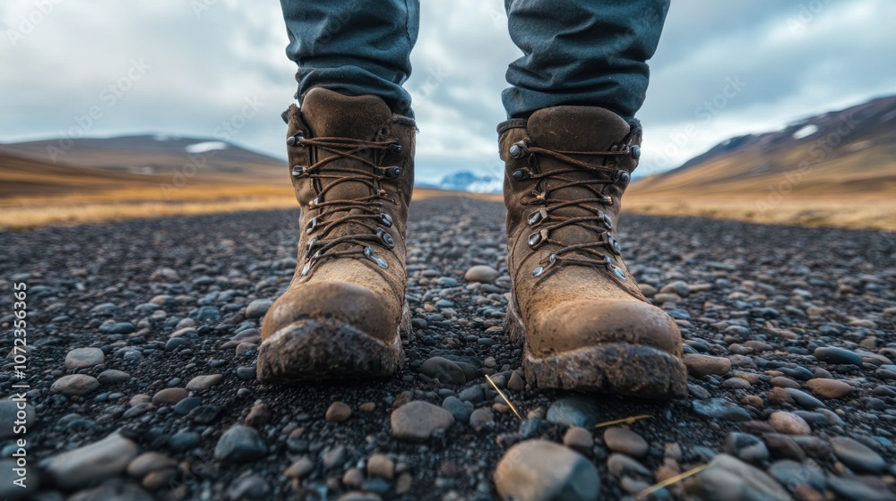 Hiking Boots on a Rocky Path Hiking Boots on a Rocky Path