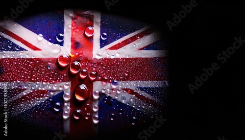 Union Jack Flag with Water Droplets,Symbolizing England photo