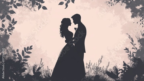 illustration of a newly married couple