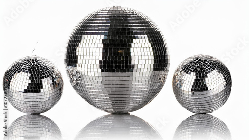 Wallpaper Mural Shiny disco balls in different sizes casting light reflections, isolated on white background. PNG transparent. Torontodigital.ca
