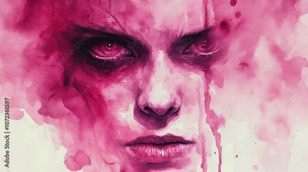Vampire illustration watercolor pink. Vampire illustration watercolor pink.