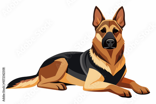 Shepard dog isolated on white background vector art illustration
