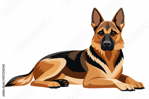 Shepard dog isolated on white background vector art illustration