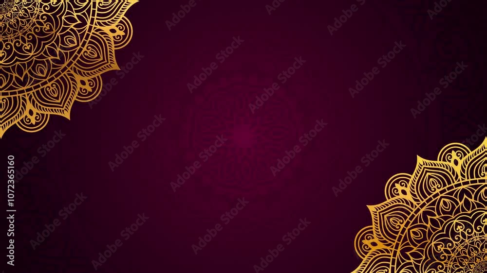 Abstract Golden mandala art 4k video footage, Floral vintage decorative element's, Mandala animation with seamless looping background.	