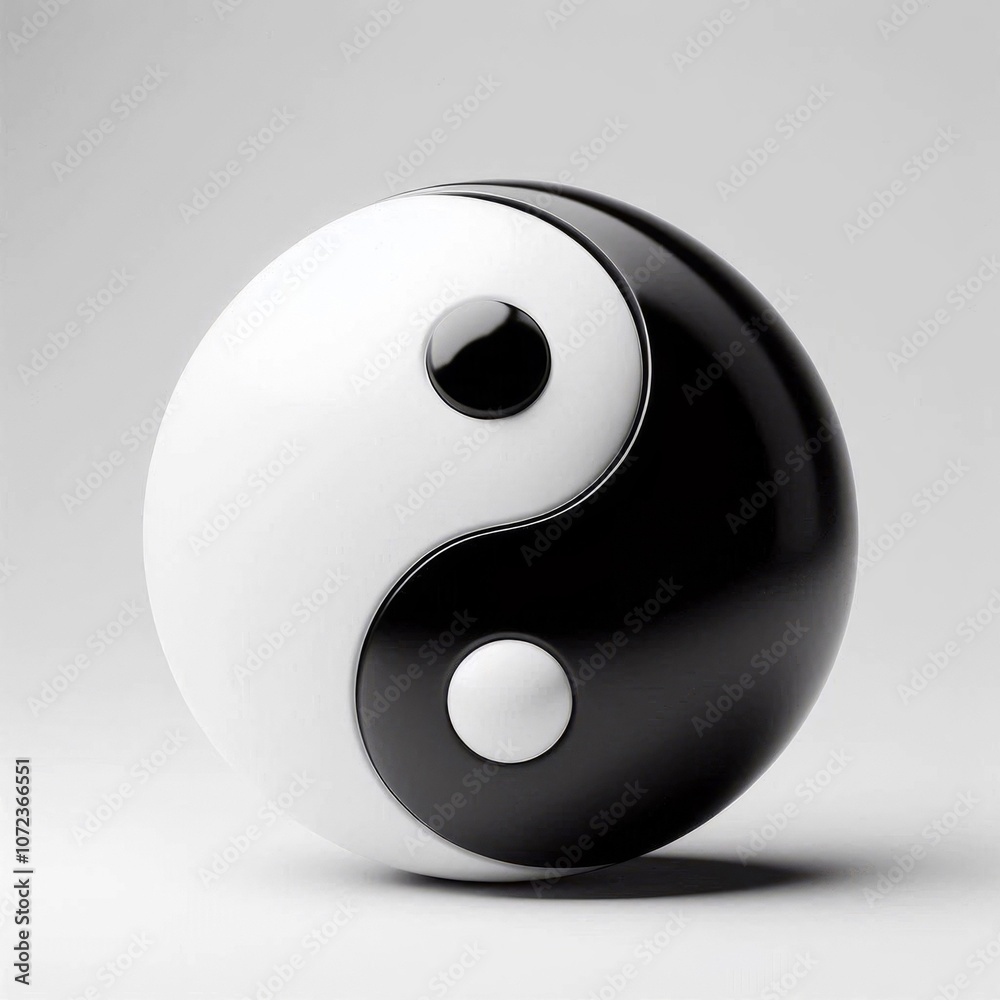A black and white Yin Yang symbol against a white background. Generated with AI.
A black and white Yin Yang symbol against a white background. Generated with AI.