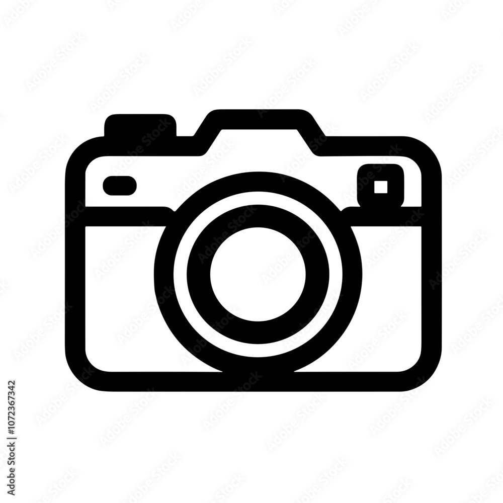 Black camera icon with lens outline Black camera icon with lens outline