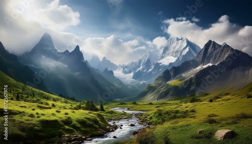 panorama of the mountains in the morning