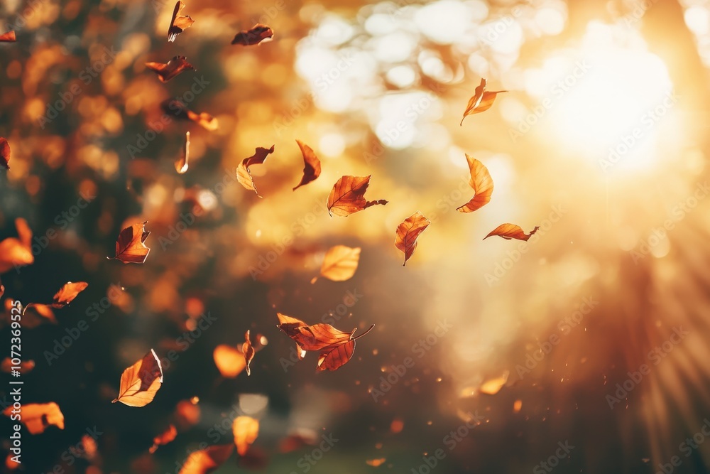 Autumn leaves swirling in the warm sunlight Autumn leaves swirling in the warm sunlight