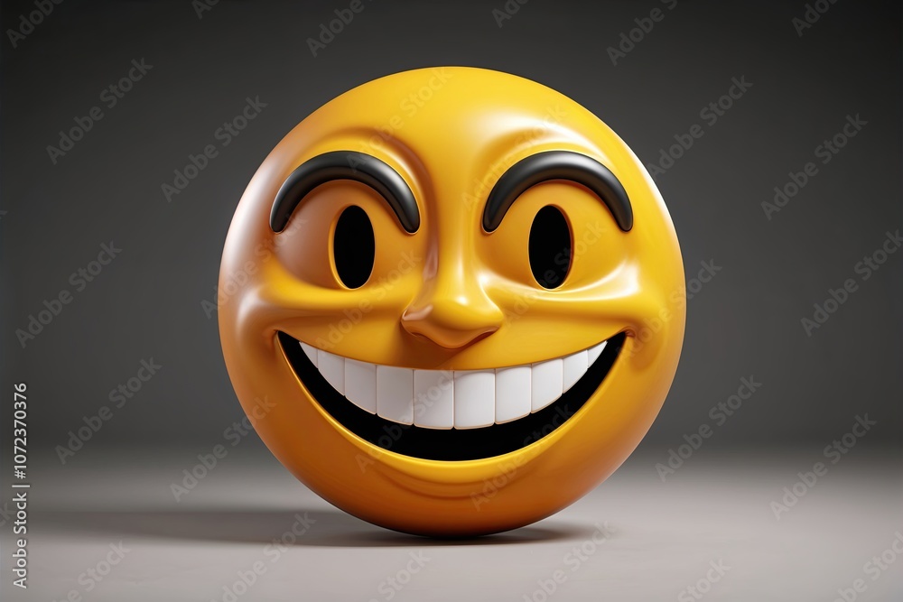 Three-Dimensional Playful Mischievous Emoticon with Grin Three-Dimensional Playful Mischievous Emoticon with Grin