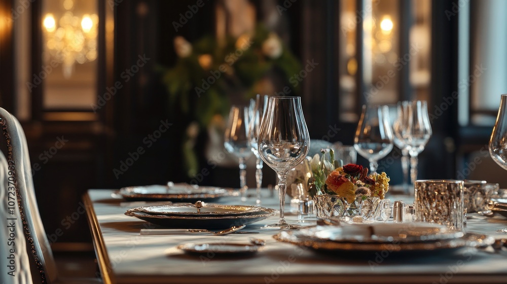Elegant Table Setting in a Luxurious Interior Elegant Table Setting in a Luxurious Interior