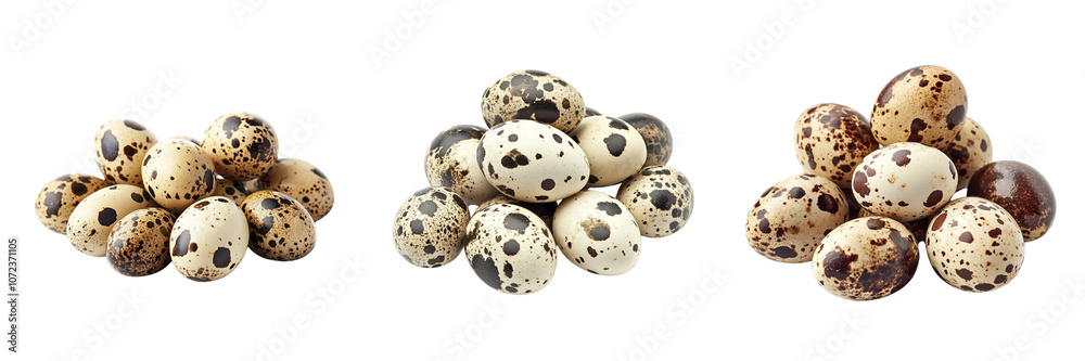 Set of fresh quail eggs isolated on a transparent background Set of fresh quail eggs isolated on a transparent background