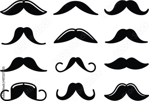 Mustache icon collection,mustache silhouette collection vector illustration
