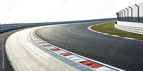 Empty Race Track with Modern Grandstand isolated on white background as transparent. PNG. AI GENERATED