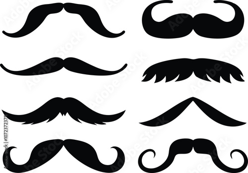 Mustache icon collection,mustache silhouette collection vector illustration