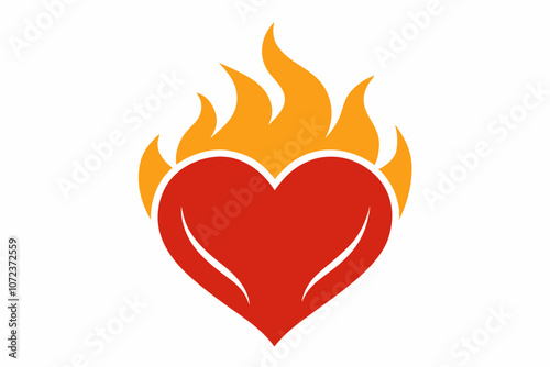 Heart with Flames Vector Illustration for Love and Passion Designs