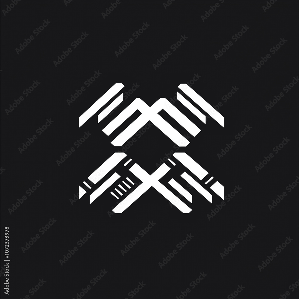 Abstract Geometric Pattern with White Lines on Black Background Abstract Geometric Pattern with White Lines on Black Background
