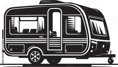 Caravan camper vehicle silhouette vector illustration isolated on a white background
