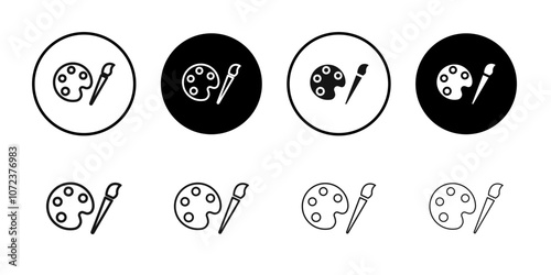 Brush and Palette icon Flat art illustration in outline