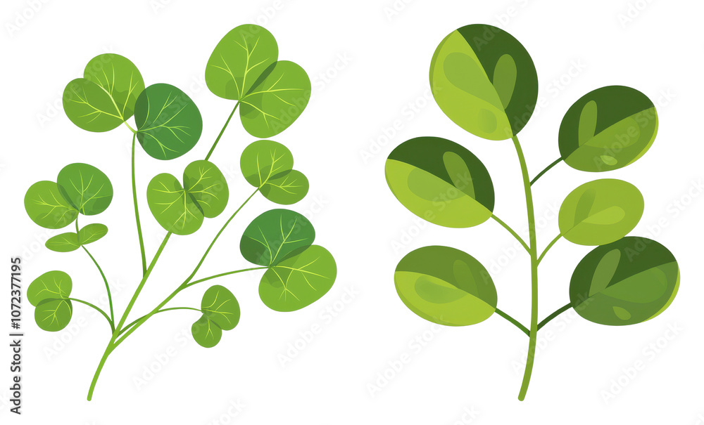 Vibrant Green Leafy Plants Isolated on White Background, Showcasing Detailed Texture and Natural Form for Use in Various Design Projects and Illustrations Vibrant Green Leafy Plants Isolated on White Background, Showcasing Detailed Texture and Natural Form for Use in Various Design Projects and Illustrations