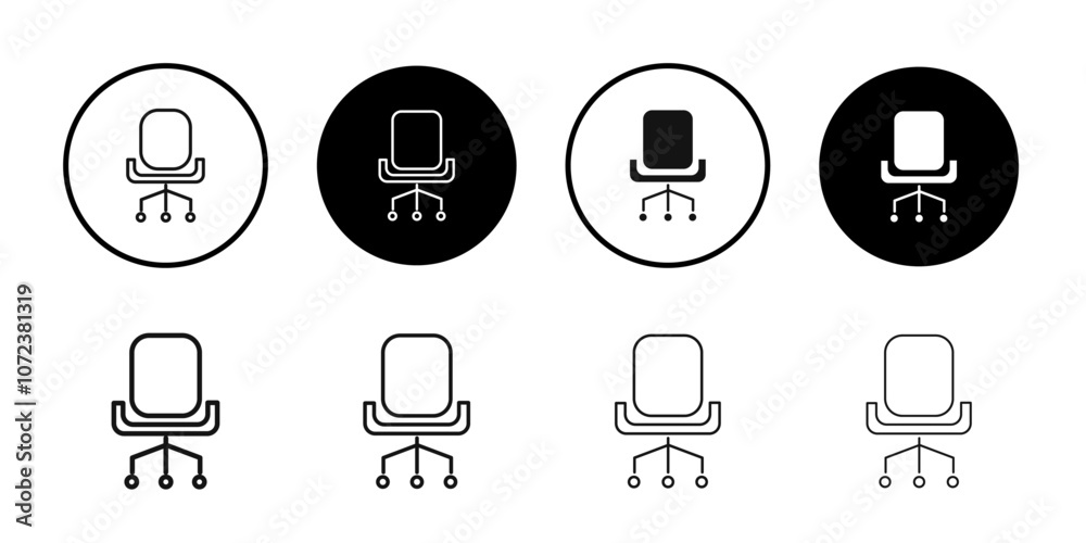 Office chair icon Flat art illustration in outline Office chair icon Flat art illustration in outline