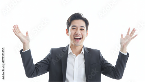 Asian bussines man cheering