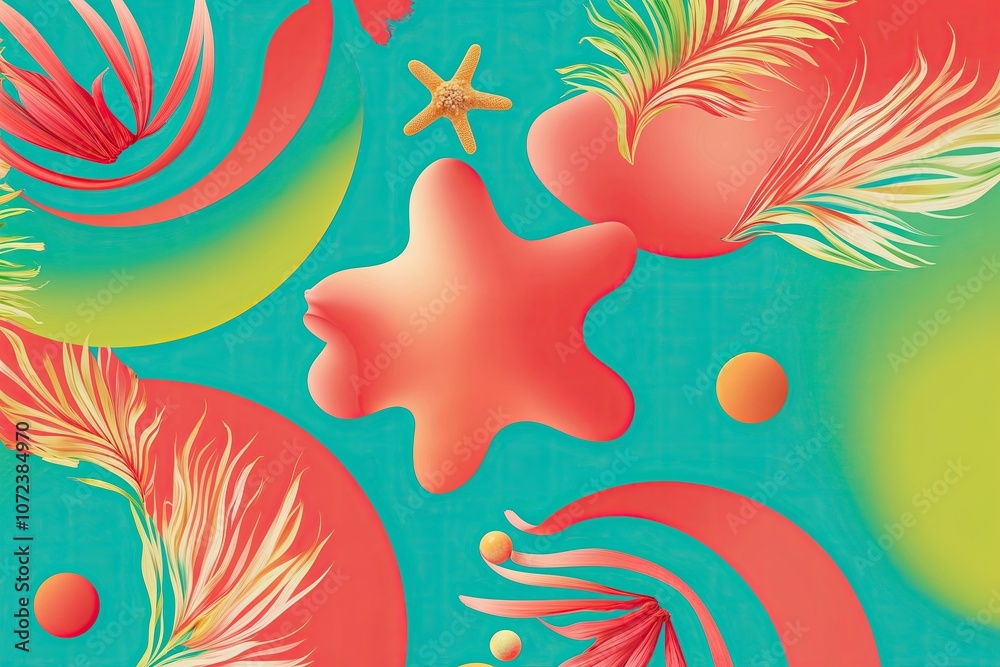 Bright Summer Background with Turquoise Coral and Lime Colorful Gradient Abstract Design Bright Summer Background with Turquoise Coral and Lime Colorful Gradient Abstract Design
